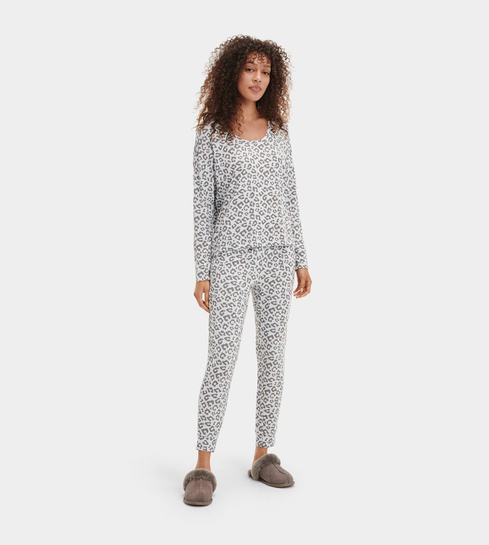 Ugg Sleepwear Womens - Ugg Birgit Print Lounewear Set Grey Leopard - 598ZXKRDL